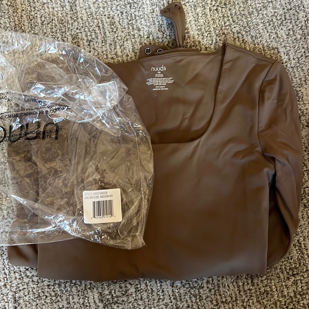 Nuuds mocha long sleeve square neck body suit